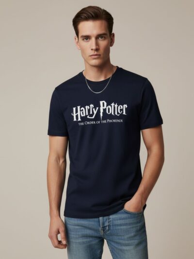 Harry Potter inspired blue regular fit t-shirt for men by Onita