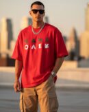Onita Game Over red oversized printed t-shirt for men