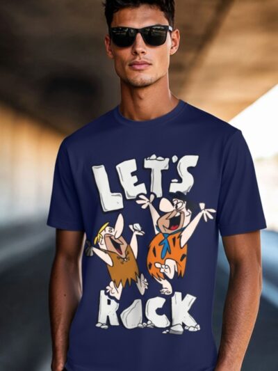 Onita Let’s Rock blue printed relaxed fit t-shirt for men